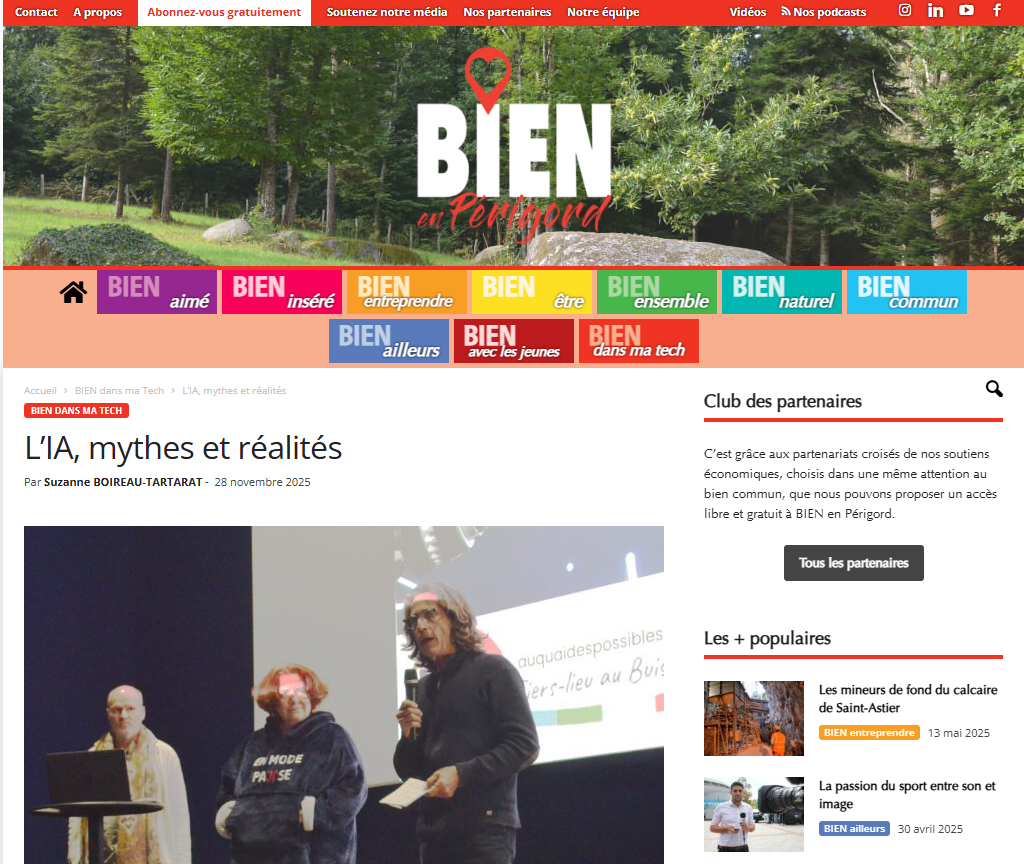 Article Bien en Périgord conférence Marianne Dabbadie au Buisson de Cadouin